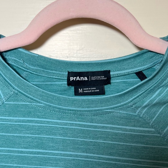 Prana UPF 50 long sleeve sage green striped shirt - Picture 2 of 5